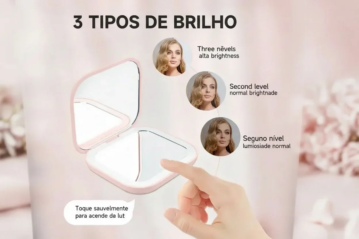 Espelho compacto com luzes